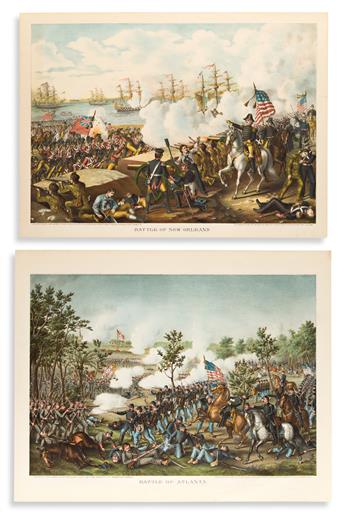 KURZ & ALLISON. Group of 4 chromolithographed American battle scenes.